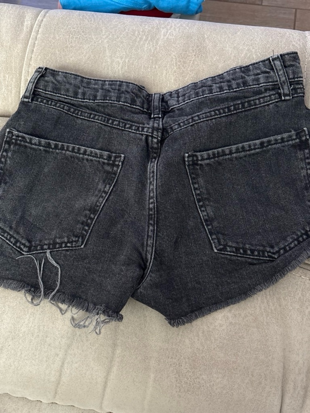 Forever 21 Black Washed Denim Cutoff Shorts with Raw Hem